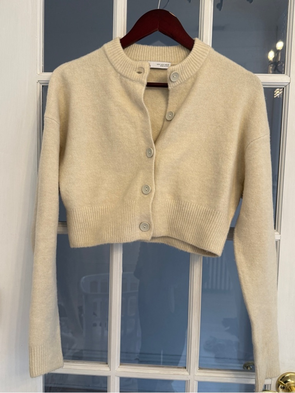 ZARA Women’s Cream Cropped Button Down Cardigan Sweater Size S